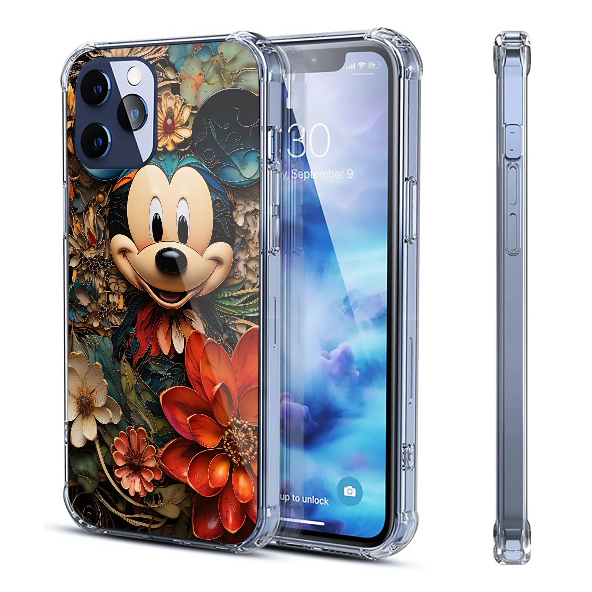 （画像用） ミッキーマウス Mickey Mouse 【iPhone 12シリーズ対応】透明スマホケース（クリアソフトケース）